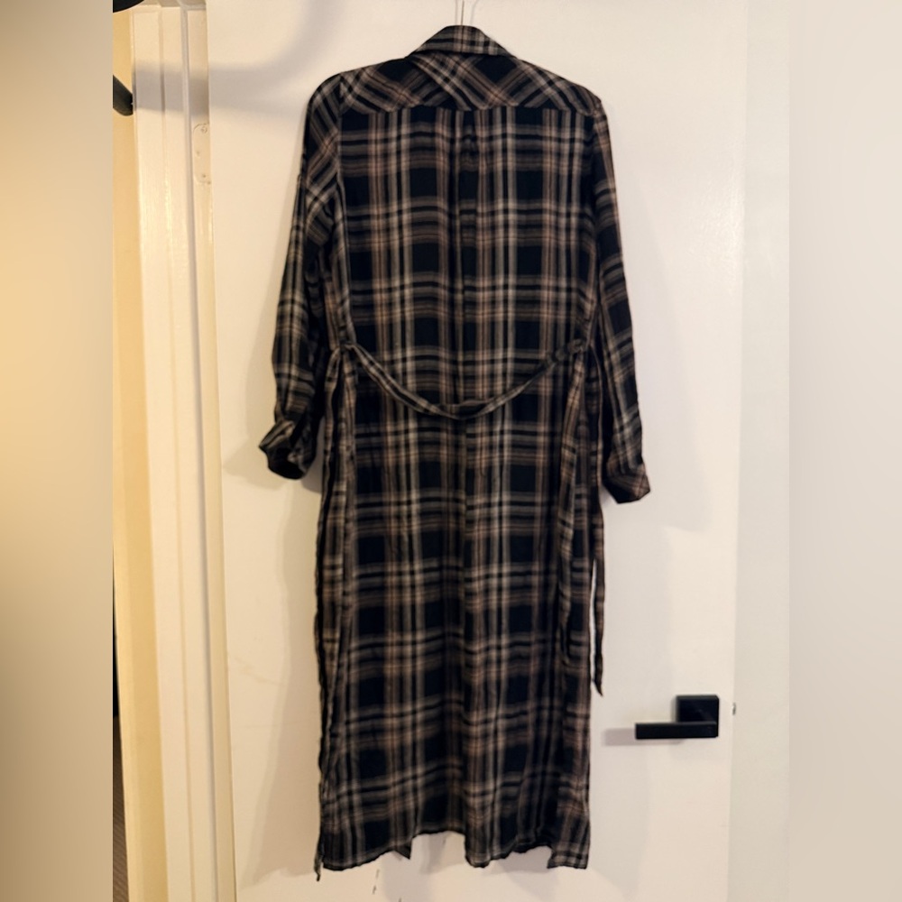 CLOTH & STONE Long Sleeve Belted Duster in Maple Wood Plaid SIZE: SMALL - Picture 8 of 11